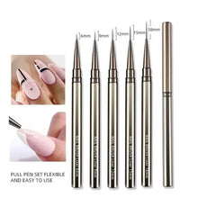 Load image into Gallery viewer, Nails Art Liner Brushes Elongated Lines Striping Drawing Painting 6/9/12/15/18/25mm Nail Design Pen Professional Manicure Tool
