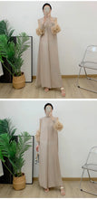 Load image into Gallery viewer, Women Elegant Evening Party Dresses 2025 Summer New Solid Colour Classic Long Sleeve Plate Flower Design Prom Dresses Female
