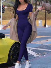 Load image into Gallery viewer, Women's Rompers Short Sleeve Solid Skinny Bodycon Jumpsuits Fashion Sports Fitness Casual Activity Streetwear Overalls
