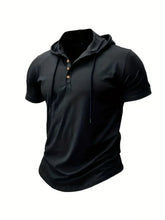 Load image into Gallery viewer, Men T Shirts  Summer Slim Fitness Hooded Short-Sleeved Bodybuilding Quick Dry Tshirt Male Gym Clothes Breathable Sports Tops
