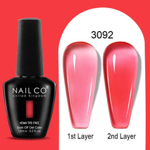 Load image into Gallery viewer, NAILCO 15ml Colorful Jelly Gel Nail Polish Gorgeous Color HEMA TPO FREE Soak Off UV LED Semi Permanent Long Wear Gel Varnish
