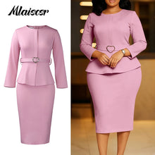 Load image into Gallery viewer, Pencil Midi Dress with Waist Sash
