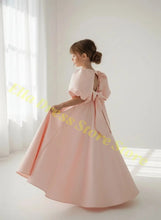 Load image into Gallery viewer, Elegant Girls Wedding Party Dress Satin Flower Girl Dress Bows Half Sleeves Formal Gala Dresses for Bridesmaid Dress Wholesale
