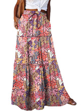 Load image into Gallery viewer, Women's Bohemian Skirts Vintage Elastic High Waist A-Line Skirts Tiered Long Skirts with Pockets
