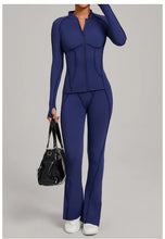 Load image into Gallery viewer, New Gym Yoga Outfit for Women Zipper Long Sleeve Fitness Suit Daily Casual Running Fitness Sportswear Two-Piece Sets Coat+Pants

