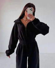 Load image into Gallery viewer, Jumpsuit Women 2026 New Fashionable Long Sleeved Jumpsuit for Women's Casual Half Open Collar Elastic Waist Jumpsuit
