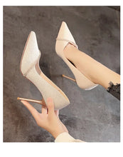 Load image into Gallery viewer, High Heels Women with 2024 New Spring and Autumn Pointy Women's Shoes Dress Wedding Shoes Temperament Banquet Single Shoes
