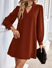 Load image into Gallery viewer, Elegant V-Neck Shirt Mini Dress
