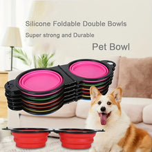 Load image into Gallery viewer, Portable Pet Folding Bowl, Outdoor Dog Double Bowl for Water and Food Sharing, Cat Bowl, Pet Dog Food Basin, Suitable for Travel
