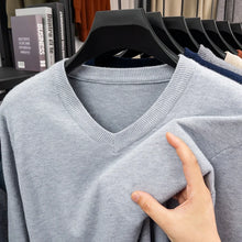 Load image into Gallery viewer, New Sweatwear Men's V Neck Basic Solid Color Sweaters Round Neck Elastic Pullovers Warm Autumn Knitted Oversized Sweater Men
