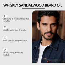 Load image into Gallery viewer, Men Biotin Beard Oil Soften Rough Beard Whiskey Sandalwood Beard Care Oil Hydrate Soothe Under-Beard Skin Men Facial Hair Serum

