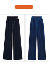 Load image into Gallery viewer, Women's pants with many reviews flared pants ice silk pants wide leg pants, high waisted blue loose straight leg pants 6XL
