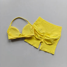 Load image into Gallery viewer, Yoga set for women, fitness, breathable, quick drying training, beautiful back, gathered underwear, high waist, hip lifting shor
