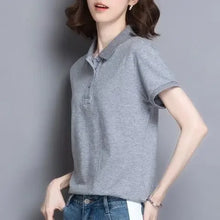 Load image into Gallery viewer, Minimal Button Polo Tee Women
