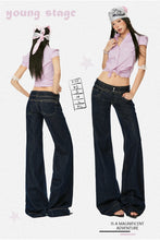 Load image into Gallery viewer, Women Vintage Blue Jeans Hip Hop Fashion Streetwear Y2K Wide Leg Straight Low Waist Jeans Baggy Denim Pants

