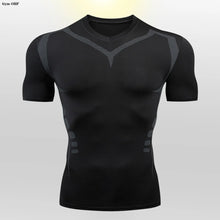 Load image into Gallery viewer, Gym Fitness T Shirt Men's Short Sleeve Summer Boxing Jersey Legging Men Rashguard Compression Pants Quick Dry Tight T-Shirts Men
