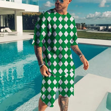 Load image into Gallery viewer, New Men's Tracksuits Summer Round Neck T-shirt Set 3D print Tracksuit Short Sets Casual Sports Suit T-shirts Two-piece suit

