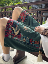 Load image into Gallery viewer, Men's ethnic embroidery pattern shorts with pockets, summer casual drawstring shorts, suitable for outdoor and beach casual wear
