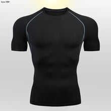 Load image into Gallery viewer, Gym Fitness T Shirt Men's Short Sleeve Summer Boxing Jersey Legging Men Rashguard Compression Pants Quick Dry Tight T-Shirts Men
