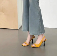 Load image into Gallery viewer, High Heels Women Sandals Luxury Elegant Heels Shoes Fashion Slippers New Square Toe Sexy Pumps Dress Party Female Slides
