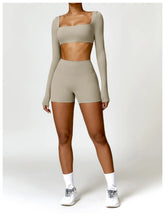 Load image into Gallery viewer, Summer 2PCS Yoga Suit Sports Set Women Quick-Dry Gym Set Women Tracksuit Running Workout Long Sleeve Sports Shirt Yoga Clothing
