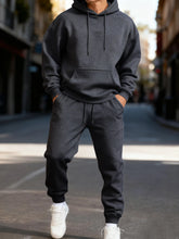 Load image into Gallery viewer, Man Hoodie Set Winter Solid Color Two Pices Sets Long-Length Street Clothes Casual Sports Sweatpant Hoody Unisex Fashion Suit
