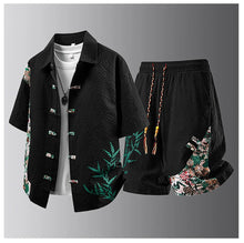 Load image into Gallery viewer, Summer Tracksuits Men Traditional Chinese Style Suit Shirt Shorts Tang Suit Male Fashion Casual Summer Sets
