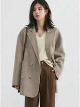 Load image into Gallery viewer, CHIC VEN Women's Woolen Coats Loose Casual Double Breasted Retro Double-sided Jacket Office Lady Outerwear Autumn Winter 2026
