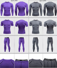Load image into Gallery viewer, Gym Fitness T Shirt Men's Short Sleeve Summer Boxing Jersey Legging Men Rashguard Compression Pants Quick Dry Tight T-Shirts Men
