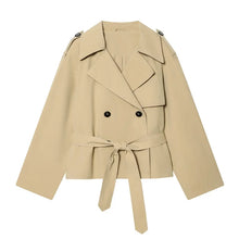 Load image into Gallery viewer, Women's Jacket 2026 New Spring Fashion Khkai Belted Short Jacket for Women Autumn Ladies Jacket Casaul Chic Women Outerwear

