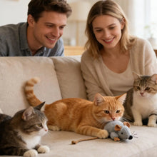Load image into Gallery viewer, Plush Cat Toy Mouse Realistic Moving Tail with Sound Interactive Kitten Toys for Indoor Cats Hunting Game Play Pet Supplies
