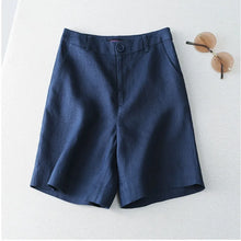 Load image into Gallery viewer, Women's Shorts Linen Half Knee Length Mid Wide Female Short Pants Bermuda Offer Aesthetic Hot Streetwear Korean Style For Summer
