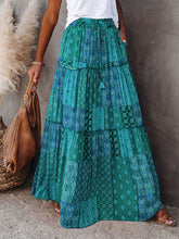 Load image into Gallery viewer, Women's Bohemian Skirts Vintage Elastic High Waist A-Line Skirts Tiered Long Skirts with Pockets
