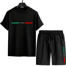 Load image into Gallery viewer, Mens Tracksuit Tee And Shorts Set Urban Casual Fashion Summer Outdoor Comfort Sportswear Home Wear Male T-shirt Outfit
