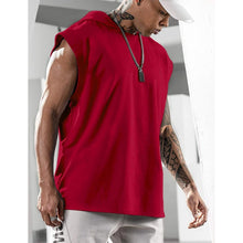 Load image into Gallery viewer, 2026 Men Tank Top  Fitness Training Pullover Leisure Fashion Sleeve Men's Hooded Vest Solid Color Tank Tops For Male
