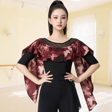 Load image into Gallery viewer, Dancewear Women Tops Summer Fashion Print Latin Line Dance Costume New Products Ballroom Dance Women Top Training Clothes Black

