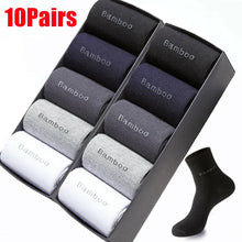 Load image into Gallery viewer, 10pairs Bamboo Fiber Men Socks Summer Spring Sports Socks Sweat absorption deodorant Thin Stripe Breathable Silk Long Sock
