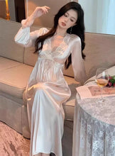 Load image into Gallery viewer, Female Long Nightdress Retro French Court Style Princess Nightgown Sleepwear Spring Summer Loose Rayon Home Clothes Lounge Wear

