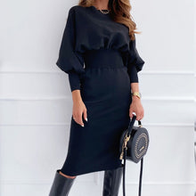 Load image into Gallery viewer, Elegant Lantern Sleeve Midi Dress
