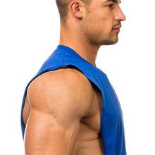 Load image into Gallery viewer, Gym Clothing Men Sides Cut Off T-shirts Dropped Armholes Tank Tops Workout Fitness Sleeveless Vest Outdoor Jogging Undershirt
