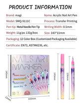 Load image into Gallery viewer, Nail Art Markers Customised Specialised Needle Tube Nail Art Pens Hand-Drawn Outline Pen Acrylic Paint Pen Set Acrylic Paintbrus
