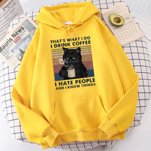 Load image into Gallery viewer, Men's fashion hoodie, high-quality cat drinking coffee print hoodie, fashionable casual hoodie, Harajuku hoodie
