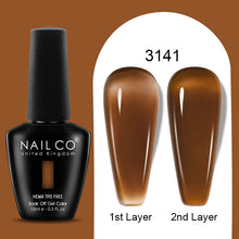 Load image into Gallery viewer, NAILCO 15ml Colorful Jelly Gel Nail Polish Gorgeous Color HEMA TPO FREE Soak Off UV LED Semi Permanent Long Wear Gel Varnish
