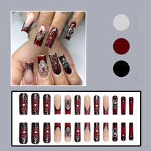 Load image into Gallery viewer, 24pcs Thriller Style False Nails With Halloween Ant Bugs Pattern Wearable Press On Nails Ballet Black Punk Nail Art Decoration
