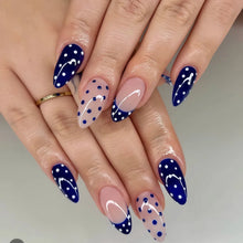 Load image into Gallery viewer, Medium long fake nails for women girls pink white black red blue brown polka dots design almond ballet tips press on false nail

