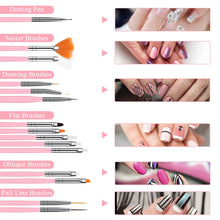 Load image into Gallery viewer, Nail Art Palette Brush Design Tip Painting Drawing Display Carving Dotting Pen Acrylic Gel UV Polish DIY Manicure Set Tools

