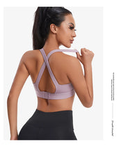 Load image into Gallery viewer, Women High Impact Sports Bra Criss Cross Back Padded Bra Workout Fitness Sports Yoga Bras Shockproof Sport Crop Top Vest
