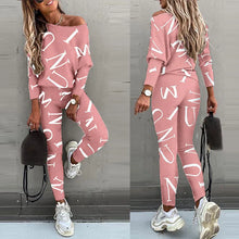 Load image into Gallery viewer, Women's Yoga Set Soft Outfit Letters Print Long Sleeve Top Spring Tracksuit Casual Sports Fitness Yoga Suit
