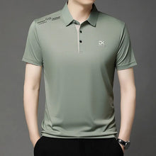Load image into Gallery viewer, Men's Business Casual Short Sleeve Polo Shirt Solid Color with Badge Fashionable Breathable Comfortable Versatile Business Top
