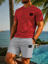 Load image into Gallery viewer, Men's 2-Piece Tracksuit Casual Sportswear Set Short Sleeve T-Shirt + Shorts Quick Dry Breathable Gym Fitness Running Outfit
